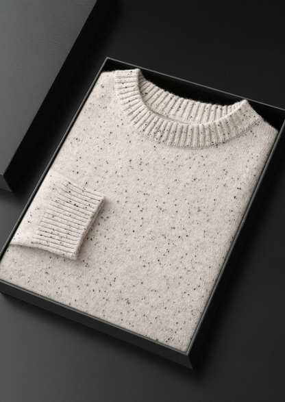 Pure Cashmere White Nepped Essential Crewneck | Arventti