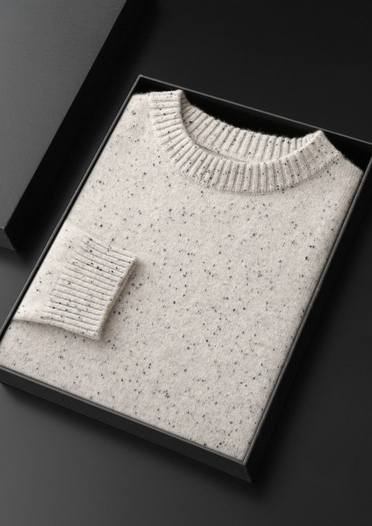 Pure Cashmere White Nepped Essential Crewneck | Arventti