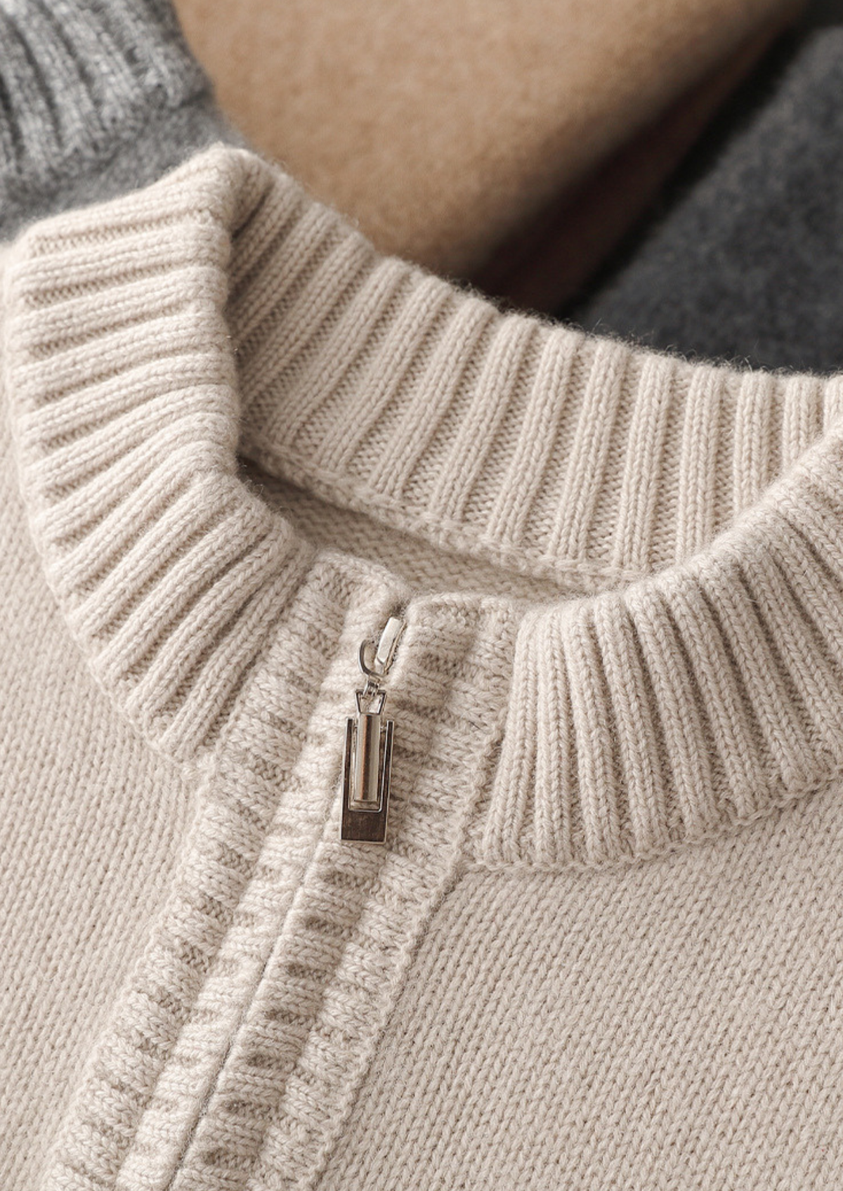 Pure Cashmere Off White Half Zip Sweater | Arventti