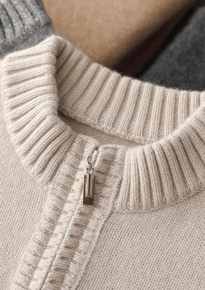 Pure Cashmere Off White Half Zip Sweater | Arventti