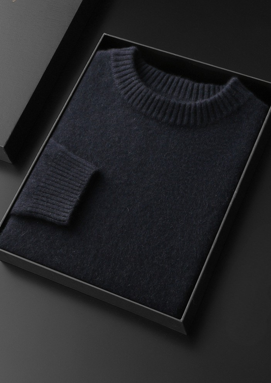 Pure Cashmere Navy Blue Essential Crewneck | Arventti