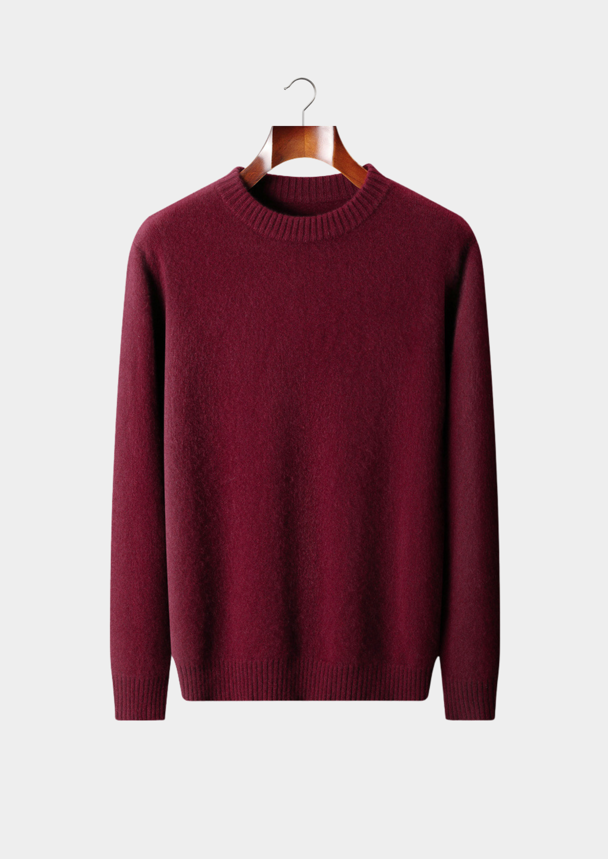 Pure Cashmere Burgundy Essential Crewneck | Arventti