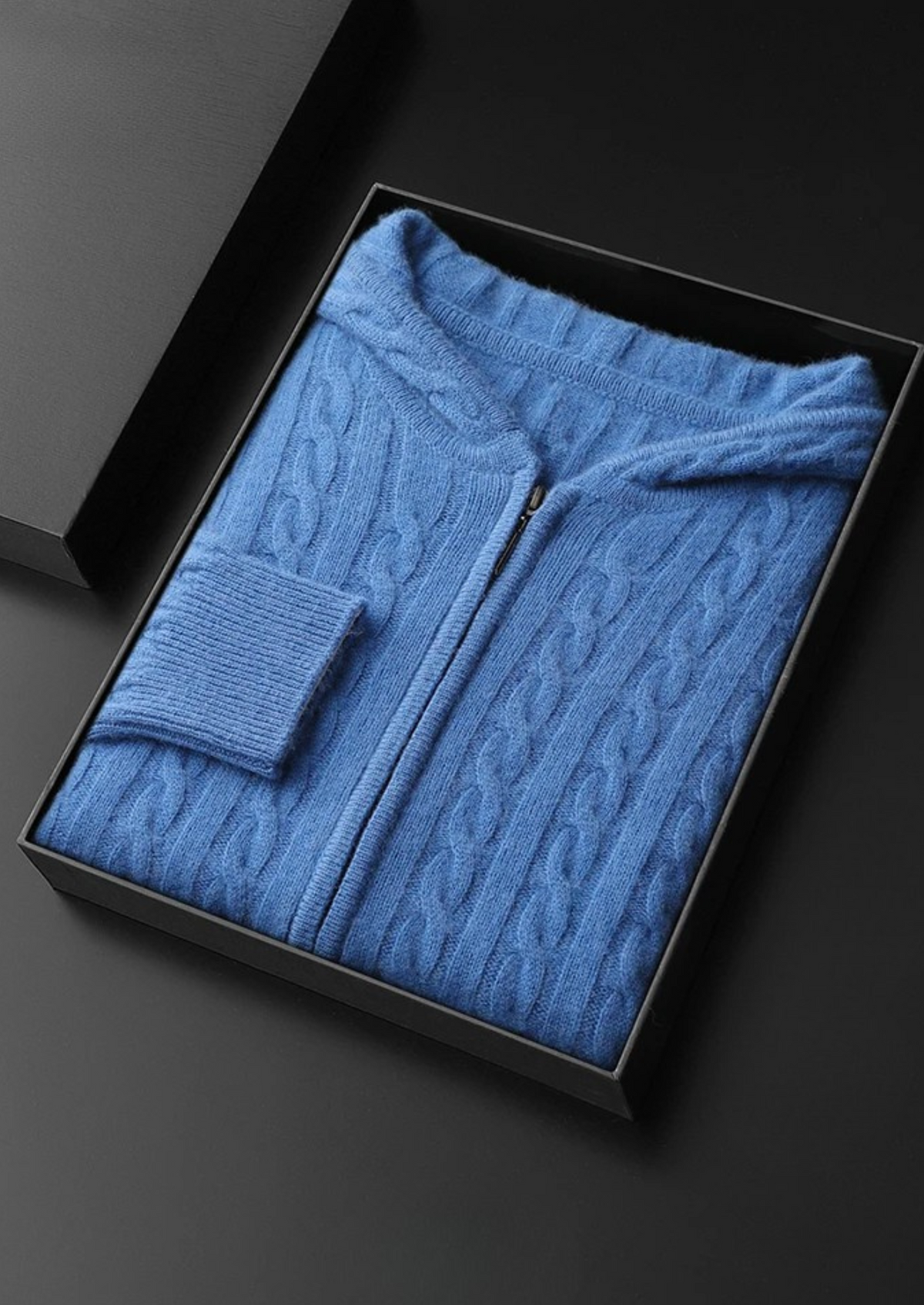 Premium Cashmere Cable Knit Zipper Hoodie | Arventti