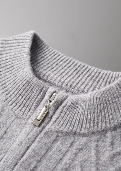Pure Extra-Fine Merino Wool Patterned Zip Cardigan | Arventti