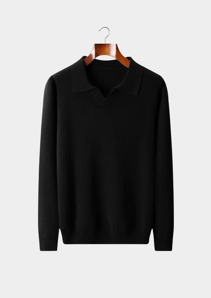 Pure Extra-Fine Merino Wool Ribbed Buttonless Polo | Arventti