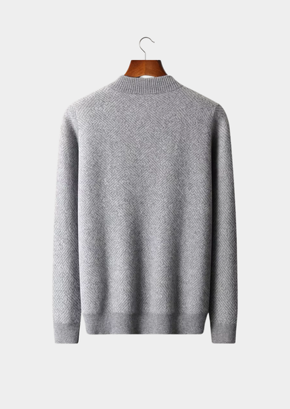 Premium Cashmere Patterned Half-Zip Sweater | Arventti