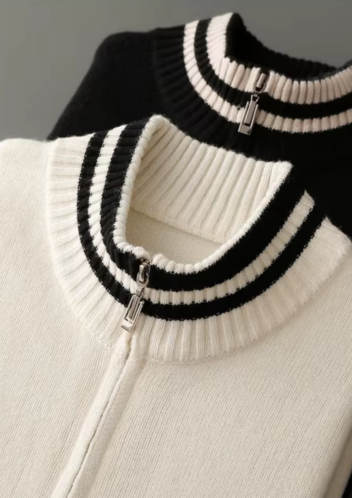 Pure Extra-Fine Merino Wool Two Tone Zip Cardigan | Arventti