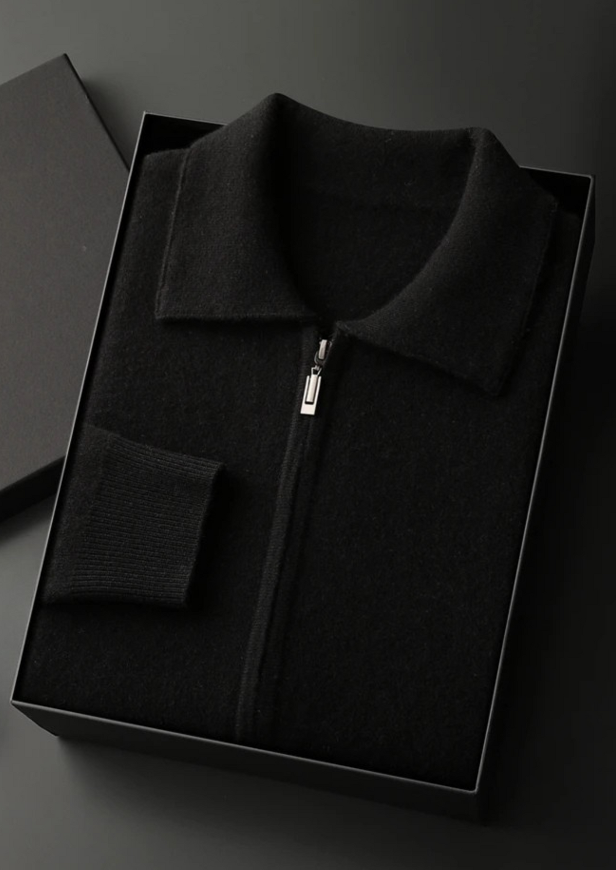 Premium Cashmere Zip Polo Cardigan | Arventti