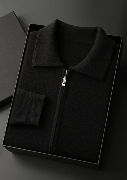 Premium Cashmere Zip Polo Cardigan | Arventti