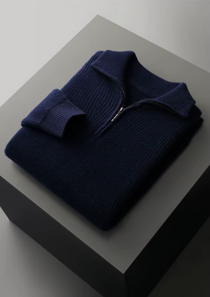 Pure Extra-Fine Merino Wool Ribbed Half-Zip | Arventti