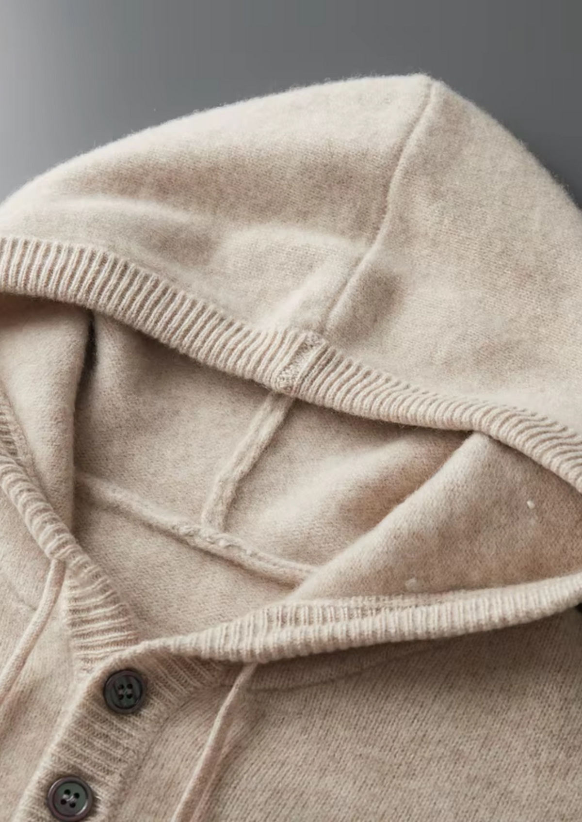 Pure Extra-Fine Merino Wool Button Hoodie | Arventti