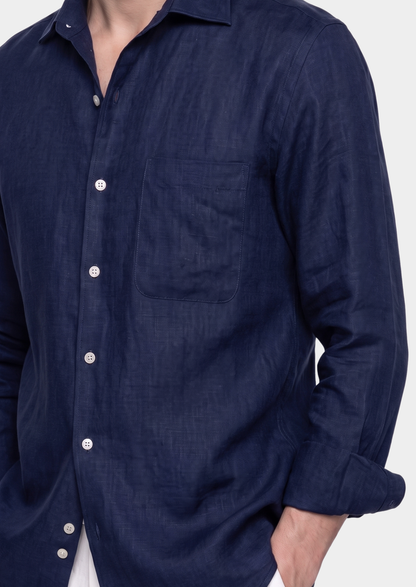 Amalfi Coastal Shirt - Navy Blue | Arventti