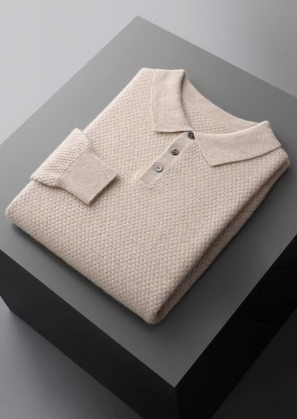 Premium Cashmere Textured Sweater Polo | Arventti