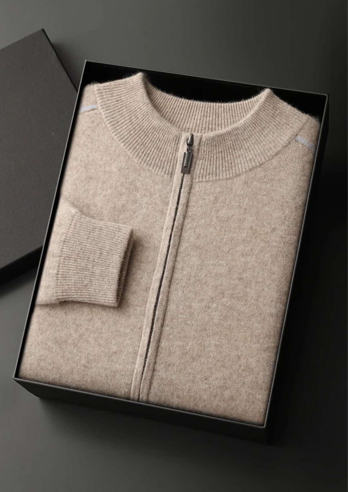 Premium Cashmere Two Tone Zip Cardigan | Arventti