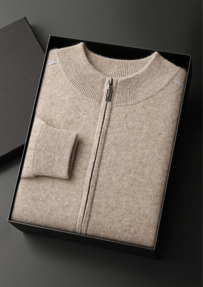Premium Cashmere Two Tone Zip Cardigan | Arventti