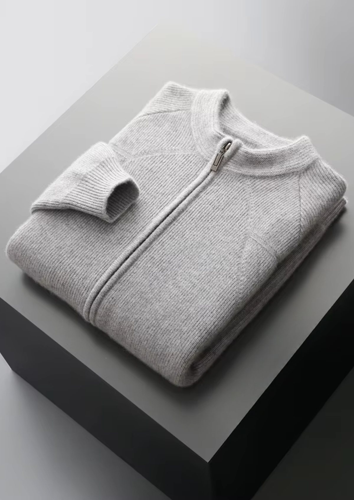 Pure Extra-Fine Merino Wool Ribbed Zip Cardigan | Arventti