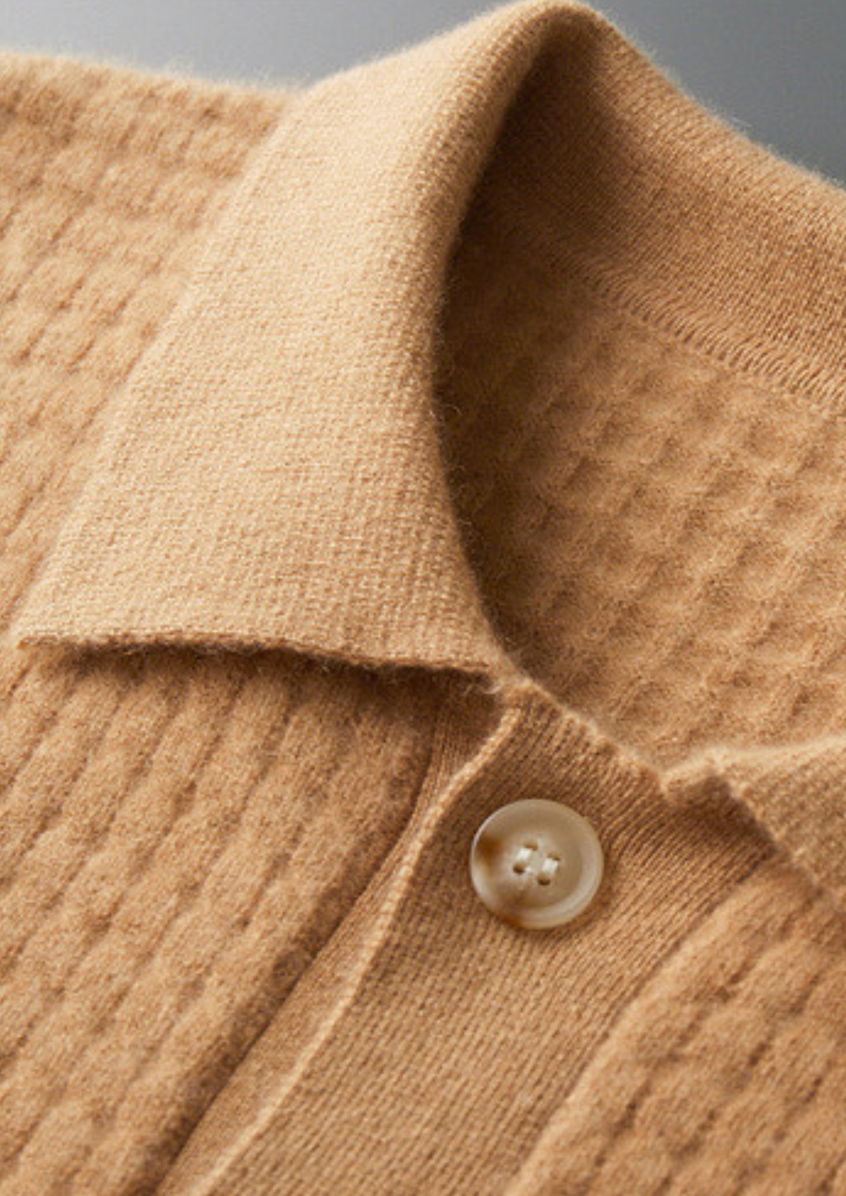 Pure Cashmere Caramel Textured Button Cardigan | Arventti