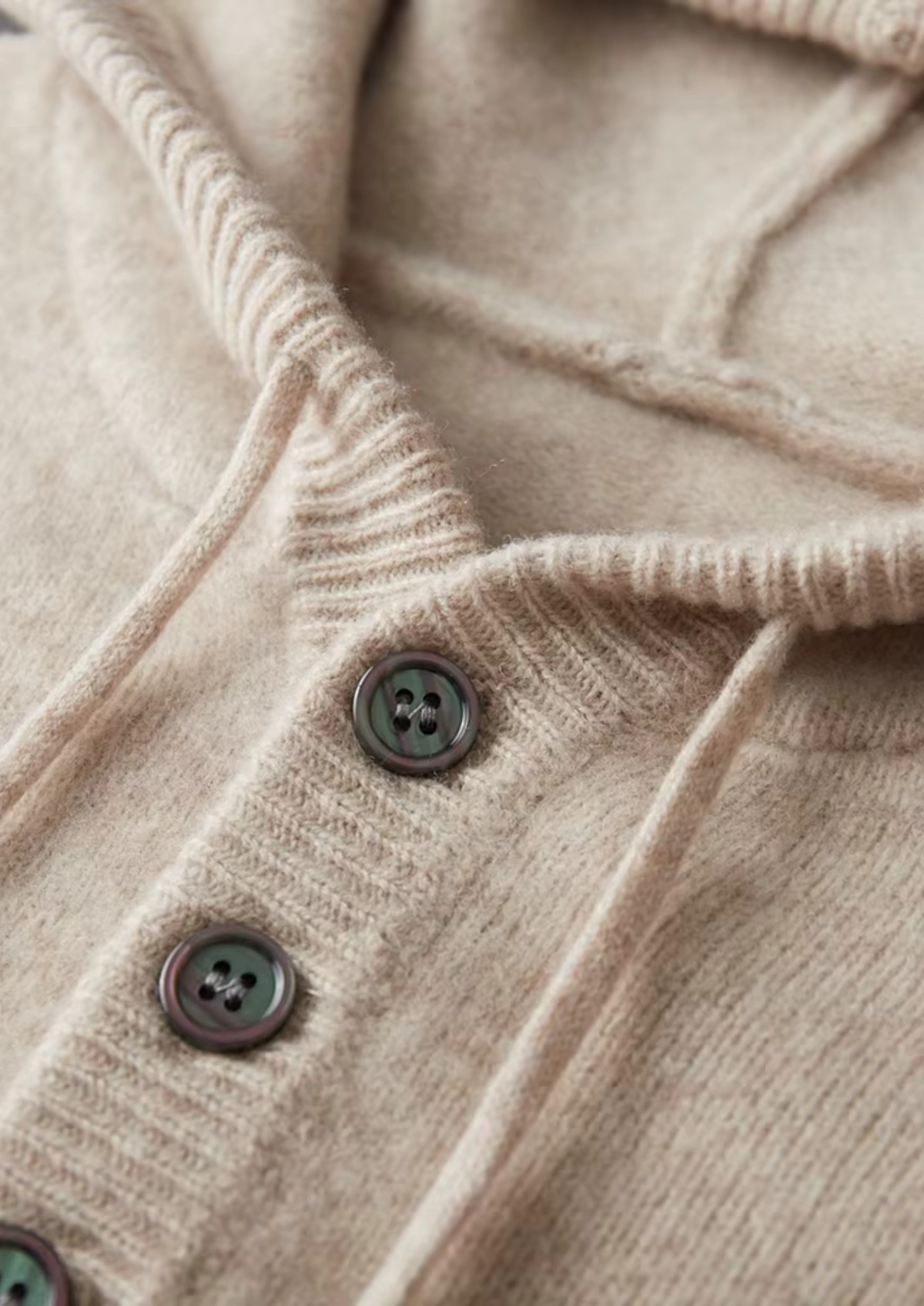 Pure Extra-Fine Merino Wool Button Hoodie | Arventti