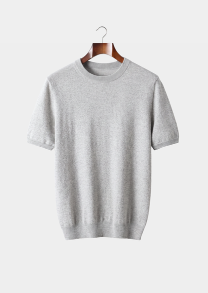 Premium Cashmere Classic Crewneck T-Shirt - Light Gray | Arventti