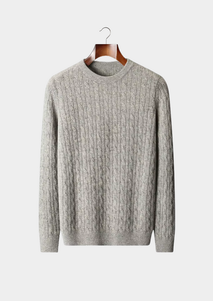 Pure Extra-Fine Merino Wool Nepped Cable Crewneck | Arventti