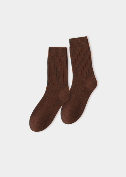 Coffee Ultra-Soft Ribbed Merino Wool Socks | Arventti