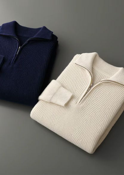 Pure Extra-Fine Merino Wool Ribbed Half-Zip | Arventti