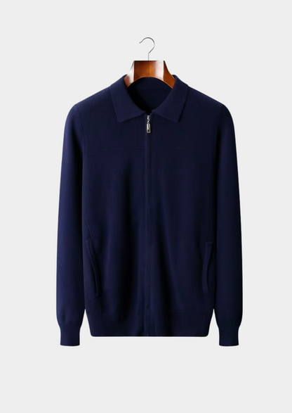 Pure Extra-Fine Merino Wool Ribbed Polo Cardigan | Arventti