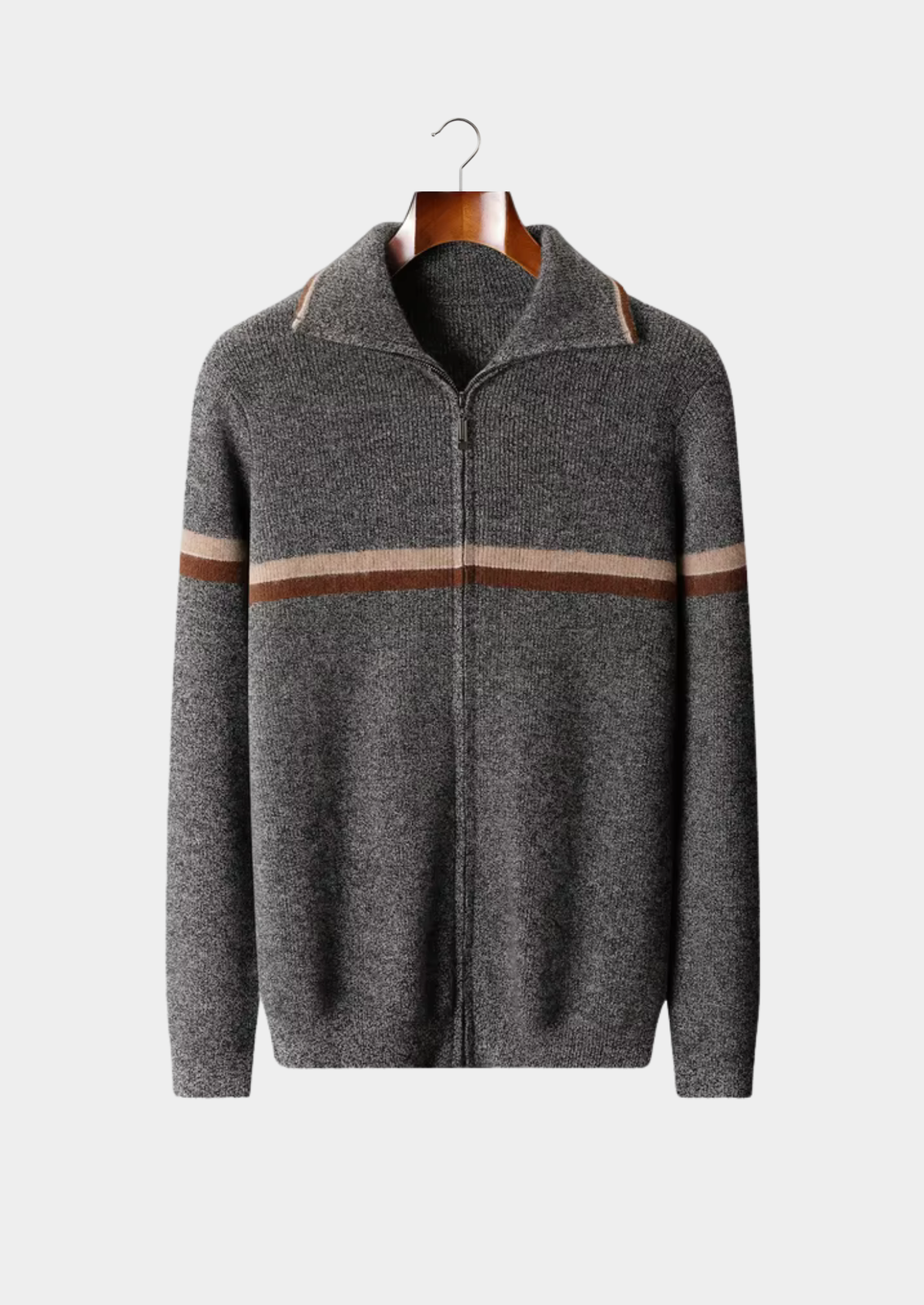Pure Cashmere Striped Zip Cardigan | Arventti