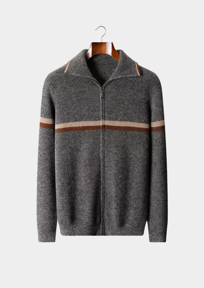 Pure Cashmere Striped Zip Cardigan | Arventti