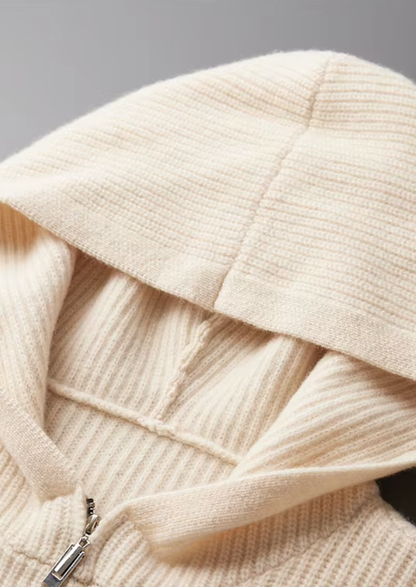 Pure Extra-Fine Merino Wool Half Zipper Hoodie | Arventti
