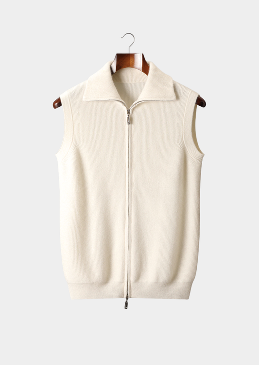 Pure Cashmere Ivory Body Warmer Vest | Arventti