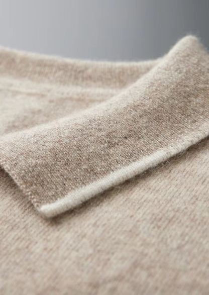 Premium Cashmere Two Tone Button Polo | Arventti