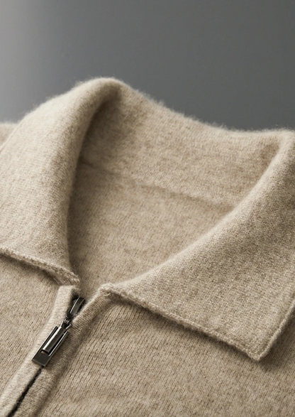 Premium Cashmere Zip Polo Cardigan | Arventti