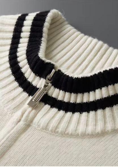 Pure Extra-Fine Merino Wool Two Tone Zip Cardigan | Arventti