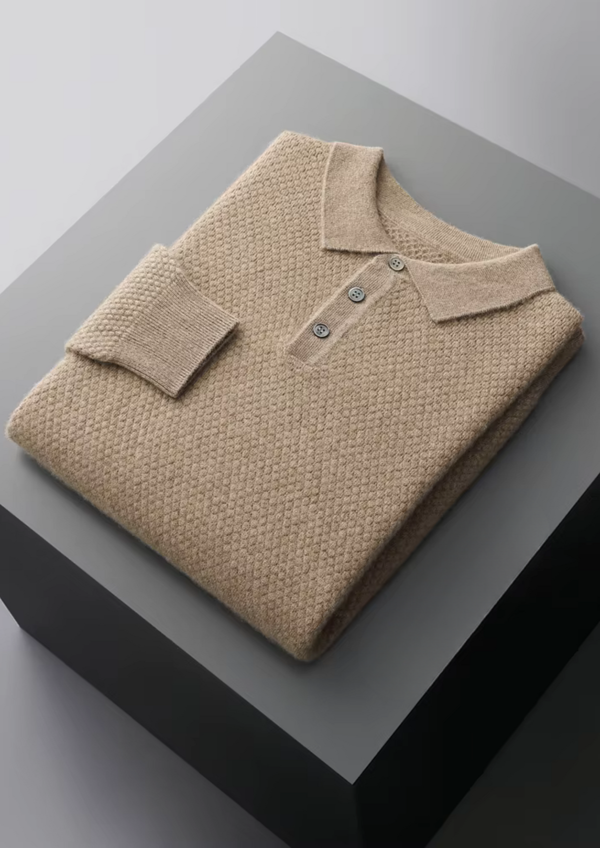Premium Cashmere Textured Sweater Polo | Arventti