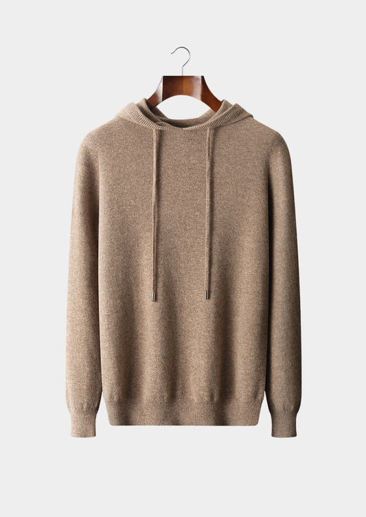 Pure Extra-Fine Merino Wool Beige Leisure Hoodie | Arventti