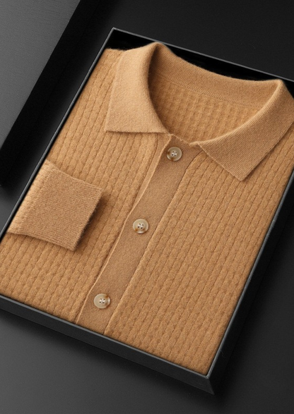 Pure Cashmere Caramel Textured Button Cardigan | Arventti