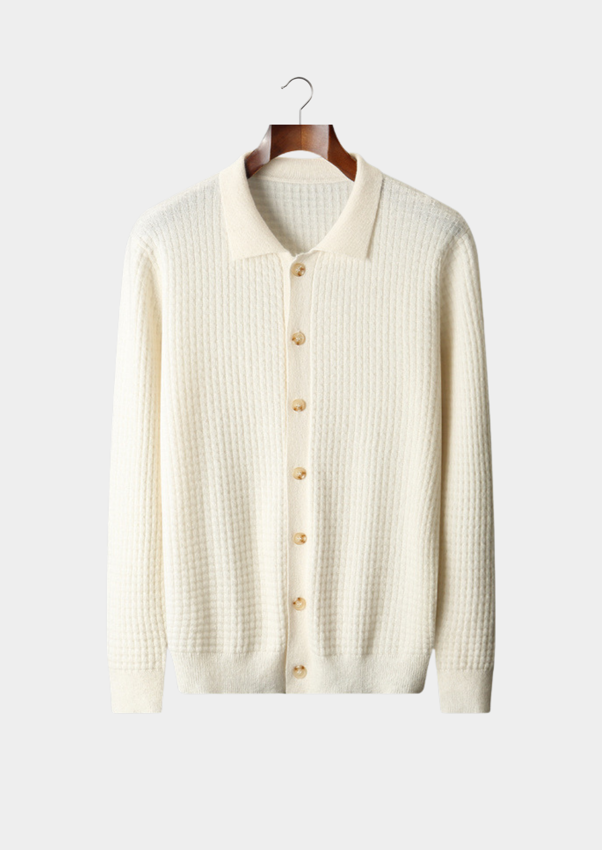 Pure Cashmere Ivory Textured Button Cardigan | Arventti