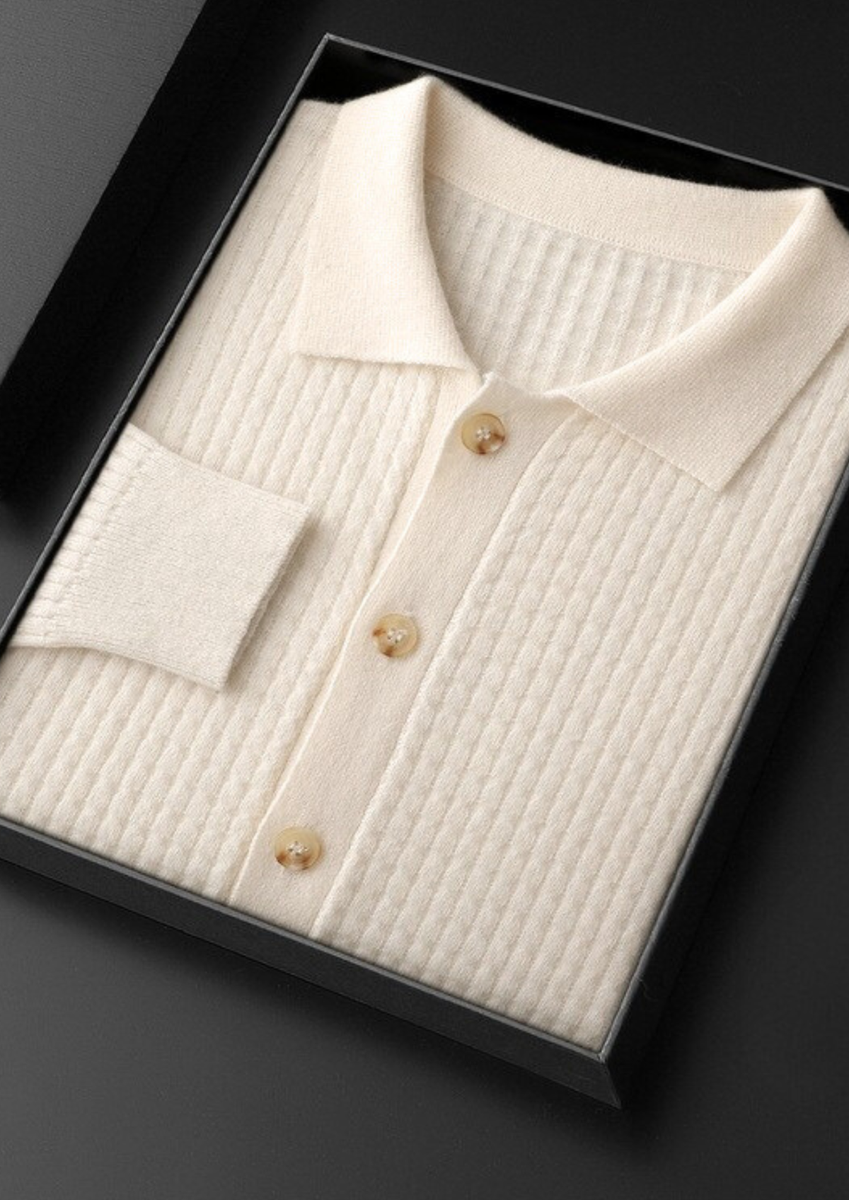 Pure Cashmere Ivory Textured Button Cardigan | Arventti
