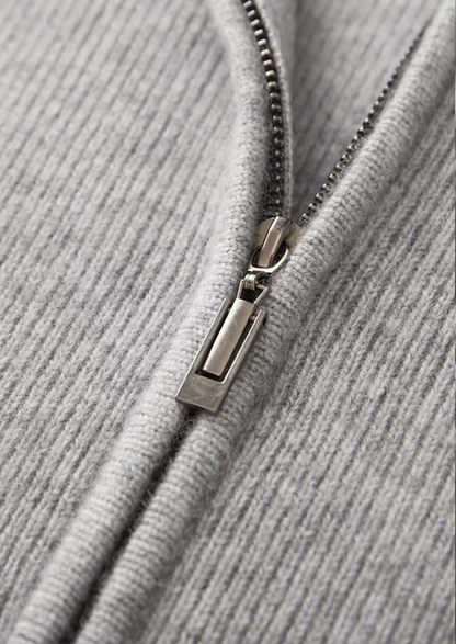 Pure Extra-Fine Merino Wool Ribbed Zip Cardigan | Arventti