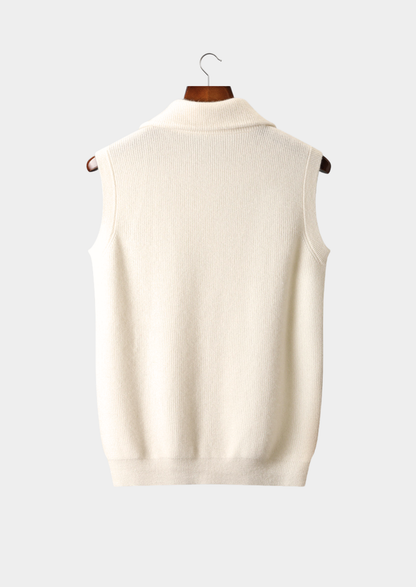 Pure Cashmere Ivory Body Warmer Vest | Arventti