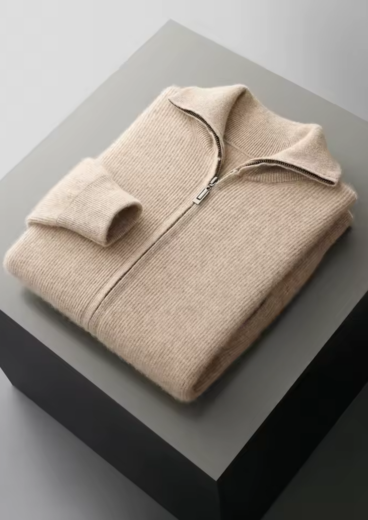Pure Extra-Fine Merino Wool Ribbed Zipper Cardigan | Arventti