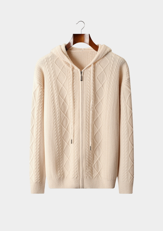 Pure Extra-Fine Merino Wool Wintertime Zipper Hoodie | Arventti