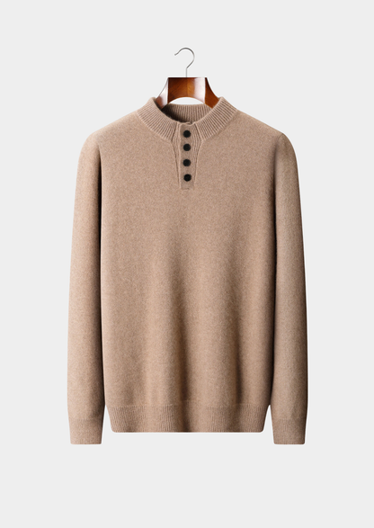 Pure Cashmere Beige Button Sweater | Arventti