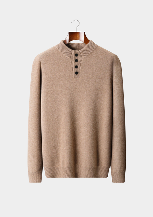Pure Cashmere Beige Button Sweater | Arventti