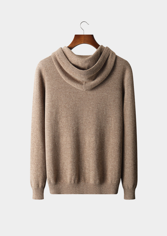 Pure Extra-Fine Merino Wool Beige Leisure Hoodie | Arventti