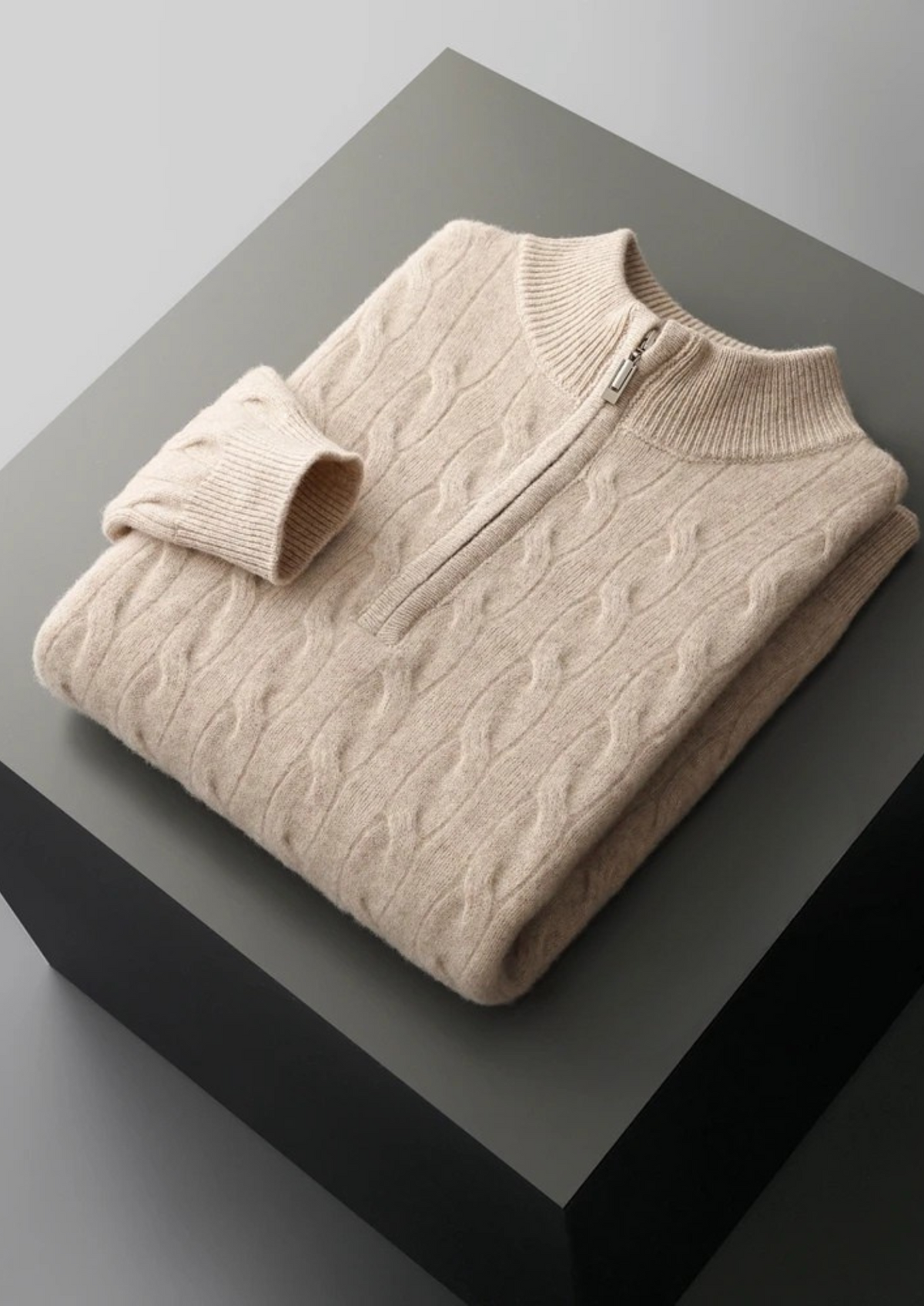 Pure Extra-Fine Merino Wool Cable Half Zip | Arventti