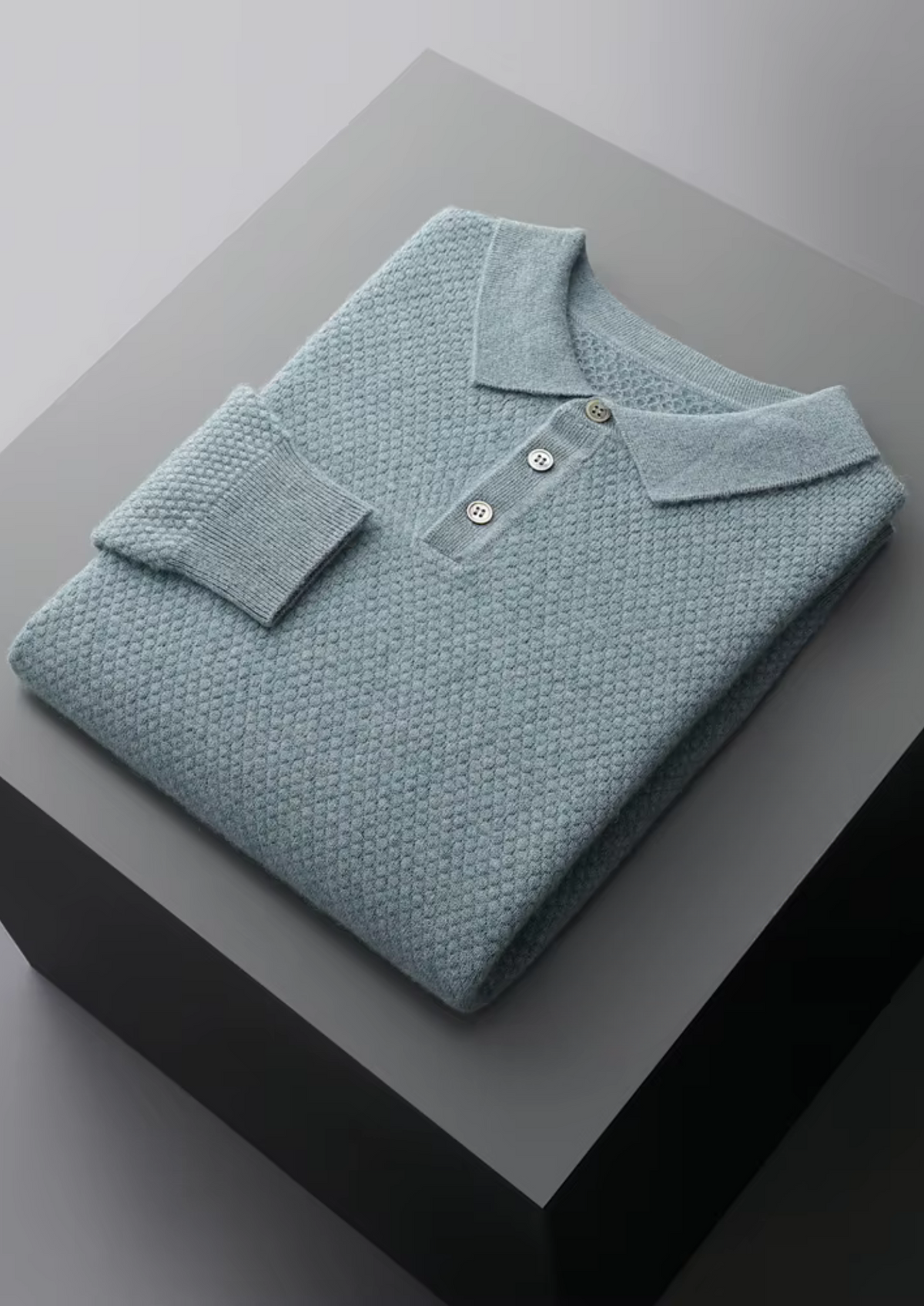 Premium Cashmere Textured Sweater Polo | Arventti