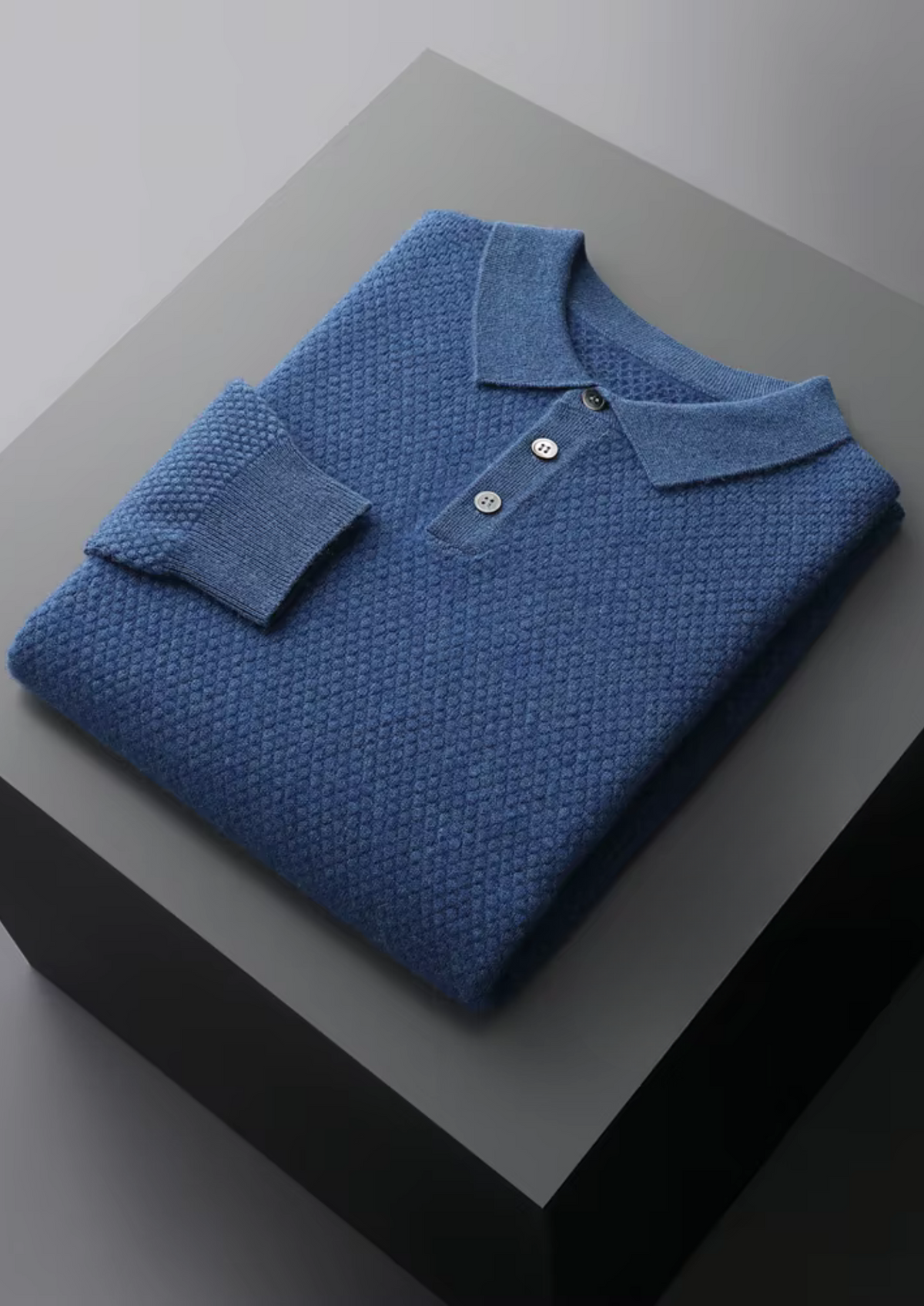 Premium Cashmere Textured Sweater Polo | Arventti