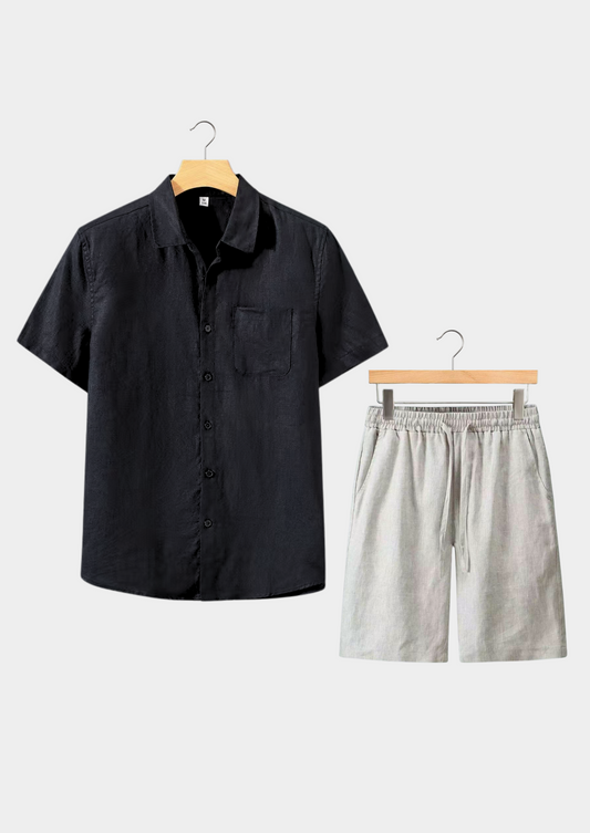 Dolcevita Shortsleeve Summer Set - Black/beige | Arventti